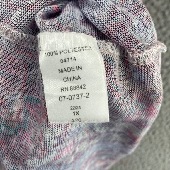 Roamans Sweater Womens 1X Plus Purple Floral 2 Piece Set 1/2 Sleeves Cardigan - Picture 9 of 15